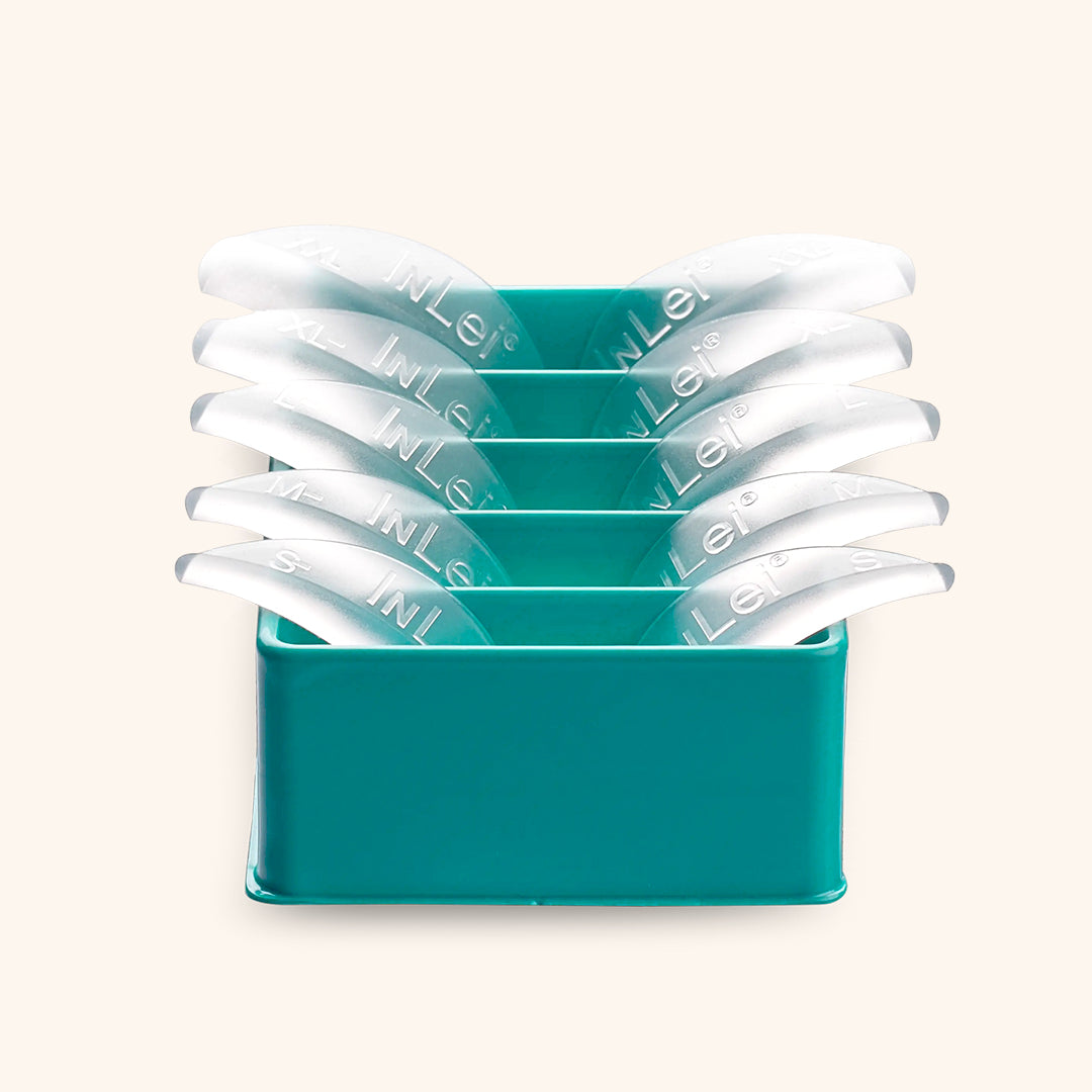Opened box with 5  InLei® ONLY Silicone lash shields 